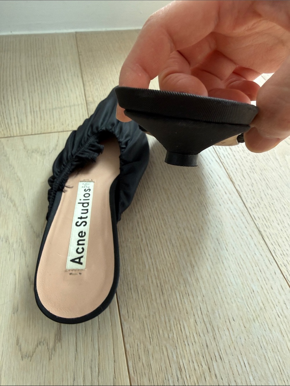 Acne studios Black Ruched Pointed Slip-On Mules - Picture 2 of 6